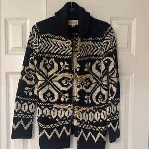 Ralph Lauren Navy and Cream Knit Cardigan with Toggle Closures